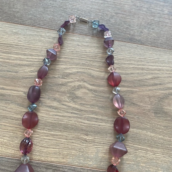 VINTAGE GERMAN GLASS CRYSTAL FACETED BEADED GEMSTONE NECKLACE - Picture 6 of 8